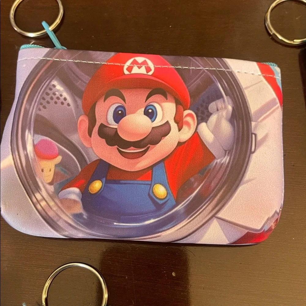 Super Mario Coin Pouches Set of 6 with key ring zips closed nwt
